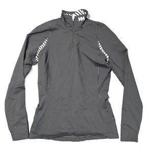 Helly Hansen Womens Small 1/4 Zip Jacket Shacket Layer Black Zebra Thick Winter